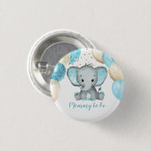 Niedliche Elephant Turquiose Gold Balloons Babydus Button (Vorne & Hinten)