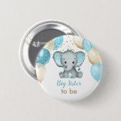 Niedliche Elephant Turquiose Gold Balloons Babydus Button (Vorne & Hinten)