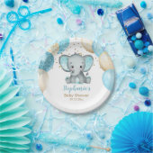 Niedliche Elephant Turquiose Gold Balloons Babydus Pappteller (Party)