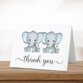 Niedliche Elephant Twin Boys Baby Dusche Dankeskarte