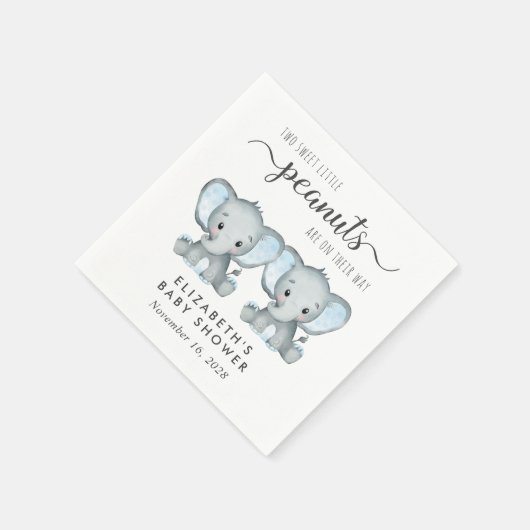 Niedliche Elephant Twin Boys Baby Dusche Serviette (Ecke)