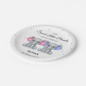 Niedliche Elephant Twin Girl Boy Babydusche Pappteller (Schrägansicht)