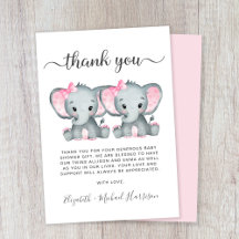 Niedliche Elephant Twin Girls Babydusche