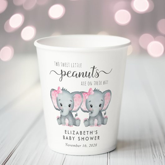 Niedliche Elephant Twin Girls Babydusche Pappbecher