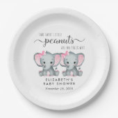 Niedliche Elephant Twin Girls Babydusche Pappteller (Vorderseite)