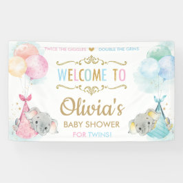 Niedliche Elephant Twins Boy Girl Babydusche Hinte Banner