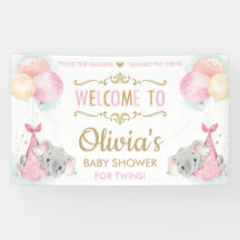 Niedliche Elephant Twins Girls Babydusche Hintergr