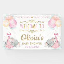 Niedliche Elephant Twins Girls Babydusche Hintergr Banner