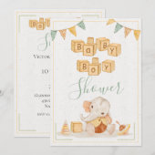 Niedliche Elephant Watercolor Einfache Babydusche Einladung (Vorne/Hinten)