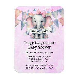 Niedliche Elephant Welcome Baby Dusche einladen Magnet