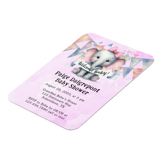 Niedliche Elephant Welcome Baby Dusche einladen Magnet (Linke Seite)
