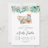 Niedliche Elephant Woodland Safari Kinderdusche Einladung (Vorderseite)