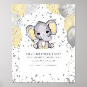 Niedliche Elephant Yellow Balloons Baby Shower Mem Poster