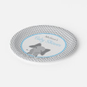 Niedliche Elephant Zickzack Light Blue Baby Dusche Pappteller (Schrägansicht)