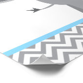 Niedliche Elephant Zickzack Light Blue Baby Dusche Poster (Ecke)