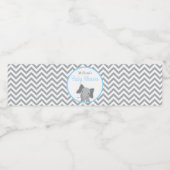 Niedliche Elephant Zickzack Light Blue Baby Dusche Wasserflaschenetikett (Einzelnes Label)