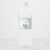 Niedliche Elephant Zickzack Light Blue Baby Dusche Wasserflaschenetikett (Vorderseite)