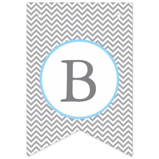 Niedliche Elephant Zickzack Light Blue Baby Dusche Wimpelkette (Dritte Fahne)