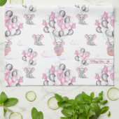 Niedliche Elephants Balloons & Clouds Baby Girl Geschirrtuch (Gefaltet)