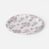 Niedliche Elephants Balloons & Clouds Baby Girl Pappteller (Schrägansicht)