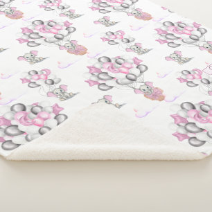 Niedliche Elephants Balloons & Clouds Baby Girl Sherpadecke