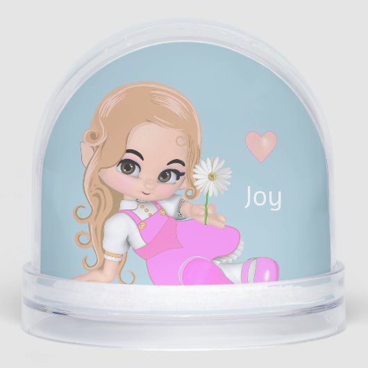 Niedliche Elf Fairy mit Daisy Blume Snow Globe Schneekugeln (Vorderseite)