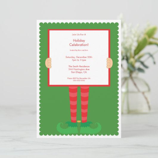 Niedliche Elf Fest Feiertag Einladung (Stehend Vorderseite)