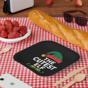 Niedliche Elf Matching-Familie Weihnachten Pappteller