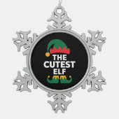 Niedliche Elf Matching-Familie Weihnachten Schneeflocken Zinn-Ornament (Vorderseite)