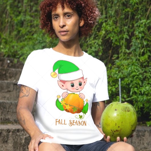 Niedliche Elf & Pumpkin Fall Saison T-Shirt