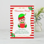 Niedliche Elf & Red White Party Einladung (Stehend Vorderseite)