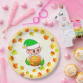 Niedliche Elf und Herbstlaub Erntedank Paper Telle Pappteller (Party)