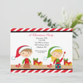 Niedliche Elfe in einem Werkstatt-WeihnachtsParty Einladung (Stehend Vorderseite)