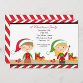 Niedliche Elfe in einem Werkstatt-WeihnachtsParty Einladung (Vorne/Hinten)