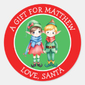 Niedliche Elfen | Auf und von Weihnachten Runder Aufkleber (Vorderseite)