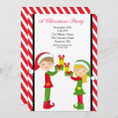 Niedliche Elfen Dekorieren Baum Weihnachtsfest Par Einladung (Vorne/Hinten)