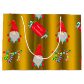 Niedliche Elfen Goldene Weihnachten Große Geschenktüte (Rückseite)