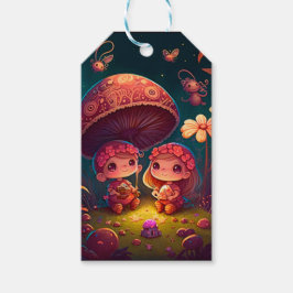 Niedliche Elfen spielen unter Pilzen Geschenkanhänger