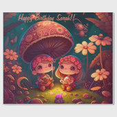 Niedliche Elfen spielen unter Pilzen Geschenkpapier (Flach)