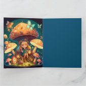 Niedliche Elfen spielen unter Pilzen Karte (Innenseite)