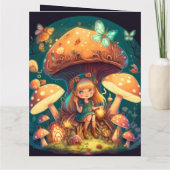 Niedliche Elfen spielen unter Pilzen Karte (Rückseite)