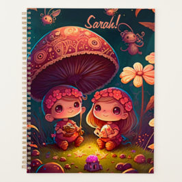 Niedliche Elfen spielen unter Pilzen Planer