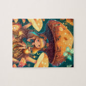 Niedliche Elfen spielen unter Pilzen Puzzle (Horizontal)