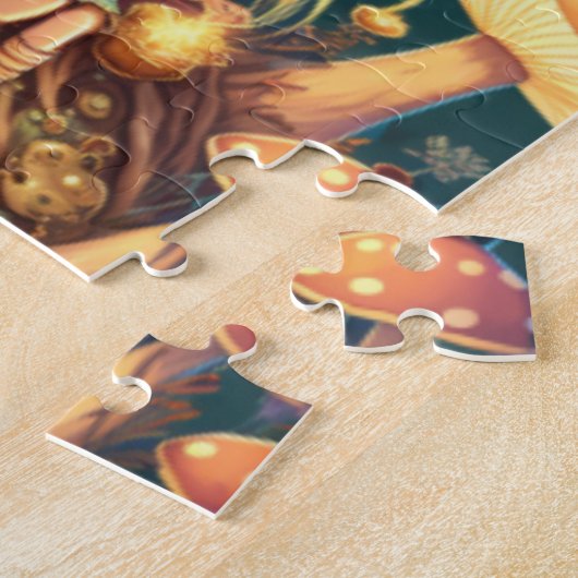 Niedliche Elfen spielen unter Pilzen Puzzle (Seite)
