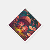 Niedliche Elfen spielen unter Pilzen Serviette (Ecke)