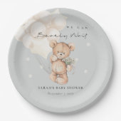 Niedliche Elfenbeinblase Baby Wait Bärenballon Bab Pappteller (Vorderseite)