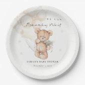 Niedliche Elfenbeinblase Baby Wait Bärenballon Bab Pappteller (Vorderseite)