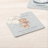 Niedliche Elfenbeinblase Baby Wait Bärenballon Bab Rechteckiger Pappuntersetzer (angewinkelt)