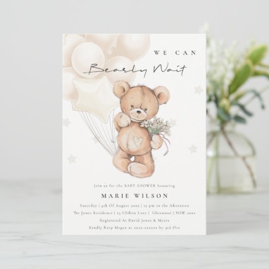 Niedliche Elfenbeinblase balloonischer Babydusche Dankeskarte (Stehend Vorderseite)