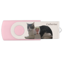 Niedliche Elfenbeinkatze und Engel USB Stick